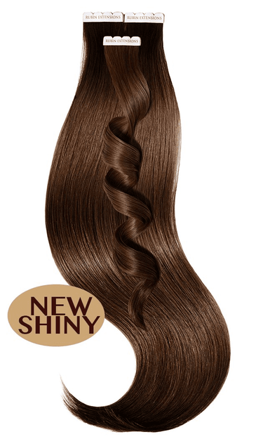 TAPE-IN EXTENSIONS Z WŁOSÓW NATURALNYCH Kasztanowy-Ciemny Brąz – Rubin Extensions®
