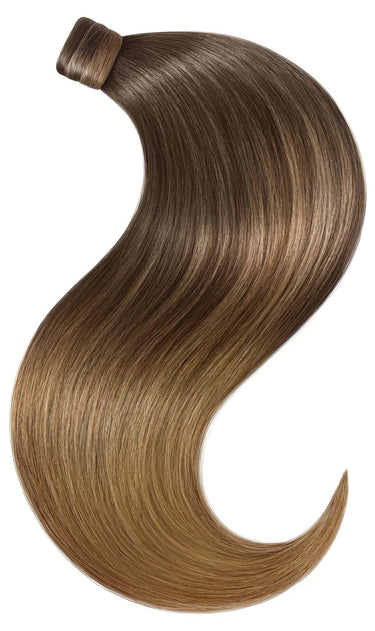 Rubin Extensions Ponytail z 100% z Włosów Naturalnych 56cm - Czekoladowy-Ciemny Brąz & Jasny Brąz Karmel – Rubin Extensions®