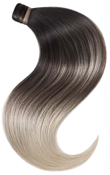 PONYTAIL LUXURY EXTENSIONS Sombre Czarny & Srebrny Blond – Rubin Extensions®