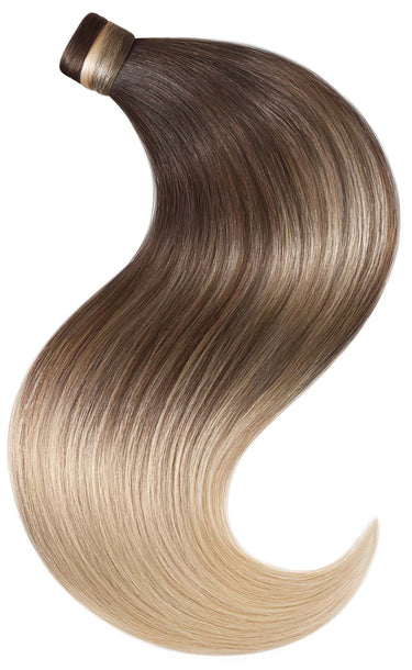 Rubin Extensions Ponytail z 100% z Włosów Naturalnych 56cm - Czekoladowy-Ciemny Brąz & Miodowy Blond – Rubin Extensions®