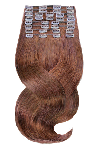 Clip-In z Włosów Naturalnych LUXURY JAKOŚĆ Extensions Mahoniowy-Brąz Deluxe Line – Rubin Extensions®