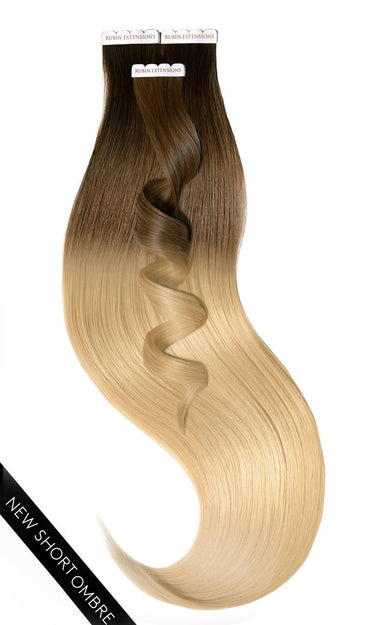 TAPE-IN EXTENSIONS Z WŁOSÓW NATURALNYCH, Naturalny-Złoty Brąz & Miodowy Blond – Rubin Extensions®