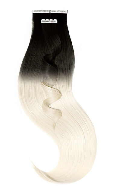 TAPE-IN EXTENSIONS Z WŁOSÓW NATURALNYCH, OMBRÉ Czarny & Jasny Blond – Rubin Extensions®