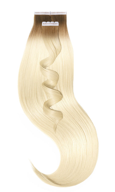 Tape-in Extensions 100% z Włosów Naturalnych , Krótki Odrost , Naturalny-Złoty Brąz & Jasny Blond – Rubin Extensions®