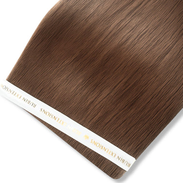 Zdjęcie z bliska – Tresy Włosów - Genius Wefts -Tape-in z Włosów Naturalnych Extensions Naturalny-Złoty Brąz Premium Line – Rubin Extensions®