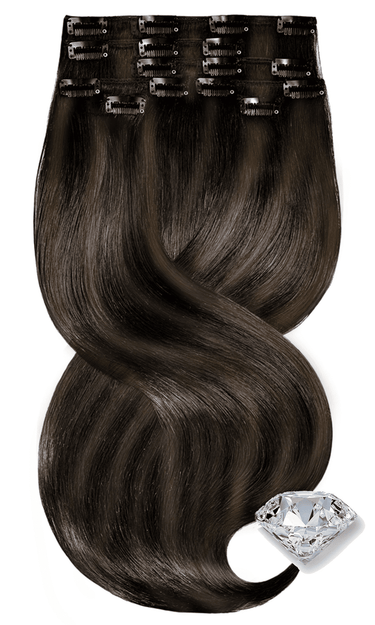 CLIP-IN EXTENSIONS Czarny & Naturalny-Złoty Brąz Pure Diamond Line – Rubin Extensions®