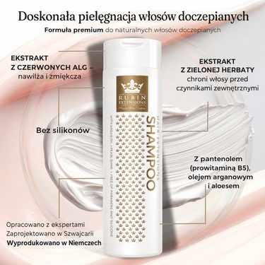 Szampon Rubin Extensions — składniki pielęgnujące włosy doczepiane