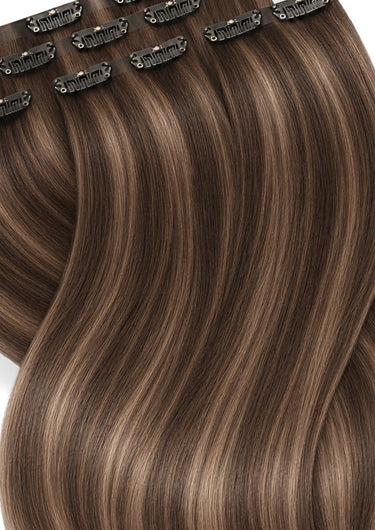 Rubin Extensions — Clip-In Extensions Naturalny-Złoty Brąz & Jasny Brąz-Karmel Pure Diamand Line