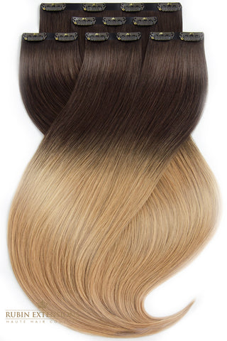 "Rubin Extensions Clip-in Haarverlängerungen in Caramel-Mocha 50 cm – 100 % Echthaar"