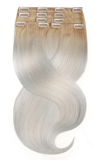 PRZEDŁUŻKI CLIP-IN LUKSUSOWE Z Ukorzeniami Miodowy Blond & Srebrny Blond