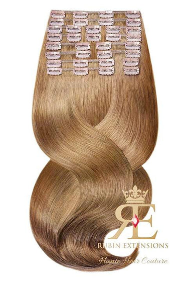 Clip-In z Włosów Naturalnych Extensions Jasny Brąz-Karmel | Rubin Extensions - Deluxe Line – Rubin Extensions®