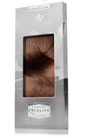 CLIP-IN Włosy 100% Naturalne Dziewicze Mahońiowy Brąz Fashion Line