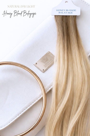 Odcień koloru – Haartresse - Genius Tresa Tape-in z Włosów Naturalnych Extensions Miodowy-Blond-Balayage | Rubin Extensions - Premium Line – Rubin Extensions®