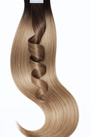 TAPE-IN EXTENSIONS ECHTHAAR, Kurzer Ansatz , Schwarz & Cool Brown