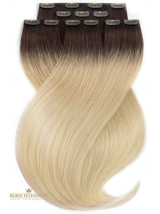 Rubin Extensions Przedłużki Clip-in – 100% prawdziwe włosy – Sombre Beige – Diamond Line