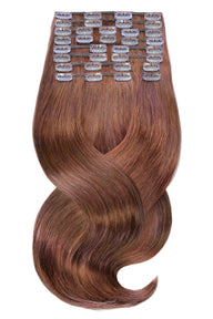 Clip-In z Włosów Naturalnych LUXURY JAKOŚĆ Extensions  Mahoniowy-Brąz Deluxe Line – Rubin Extensions®