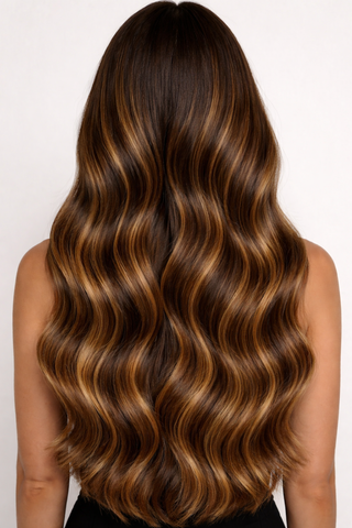 Przedłużki Clip-In Złoty Brąz & Karmelowy Brąz Linia Czystego Diamentu