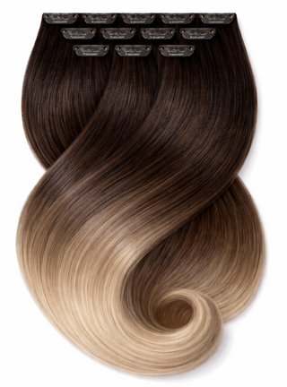 Włosy Clip-in 100% Naturalne |  Czekoladowy Brąz & Miodowy Blond Fashion Line