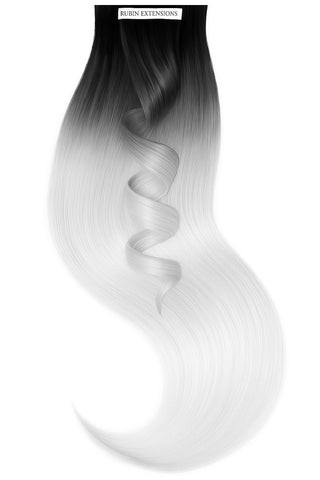 Extensions adhésives WŁOSY LUDZKIE, Głęboka Czerń & Światło Pink-Srebrny Blond