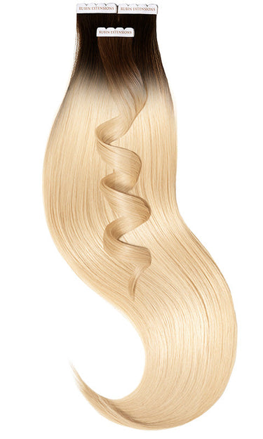 TAPE-IN EXTENSIONS Deluxe Line, Kasztanowy-Ciemny Brąz & Miodowy Blond – Rubin Extensions®