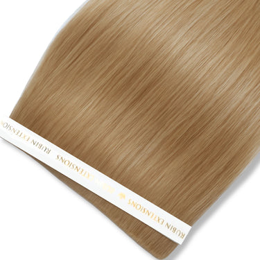 Zdjęcie z bliska – Tresy Włosów - Genius Wefts -Tape-in z Włosów Naturalnych Extensions Jasny Brąz-Karmel Premium Line – Rubin Extensions®