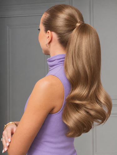 Zdjęcie na modelce — PONYTAIL LUXURY EXTENSIONS  Jasny Brąz-Karmel