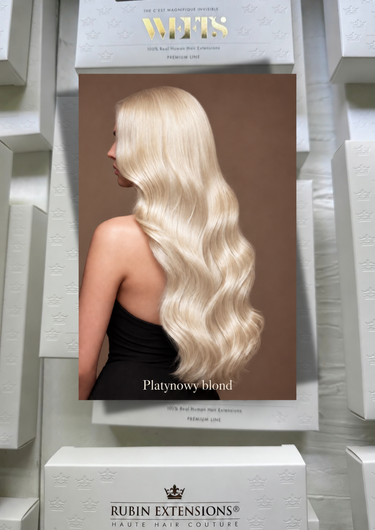 Rubin Extensions — Platynowy blond, zdjęcie koloru na modelce
