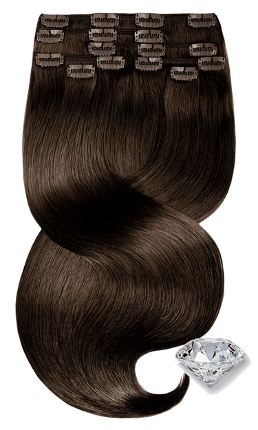 Invisible Clip-in Extensions Diamond Line Czekoladowy-Ciemny Brąz – Rubin Extensions®