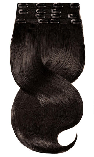 CLIP-IN Włosy 100% Naturalne Dziewicze LUKSUSOWY Głęboka Czerń Braun