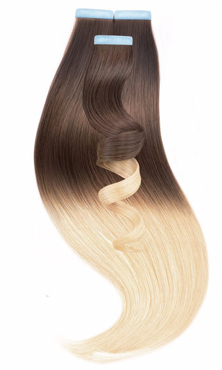 PRO DELUXE LINE OMBRÉ Schoko-Dunkelbraun & Platinblond Tape-in Extensions